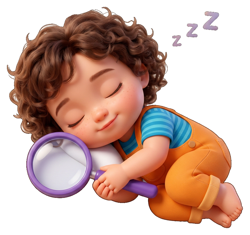 Miko fast asleep with a little smile